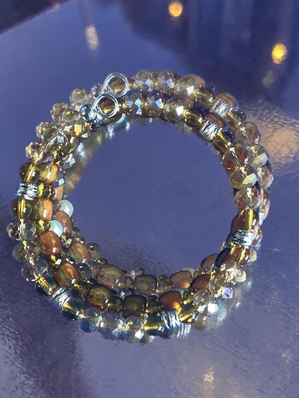 Sparkling Gemstone Coil Bracelet