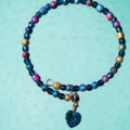 '-Heart Charm Beaded Coil Bracelet