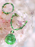 Elegant Beaded Necklace & Bracelet With Floral Charm