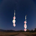Beaded Dangle Earrings With Faceted Center Bead