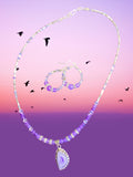 Agate Pendant Necklace and Hoop Earrings Set