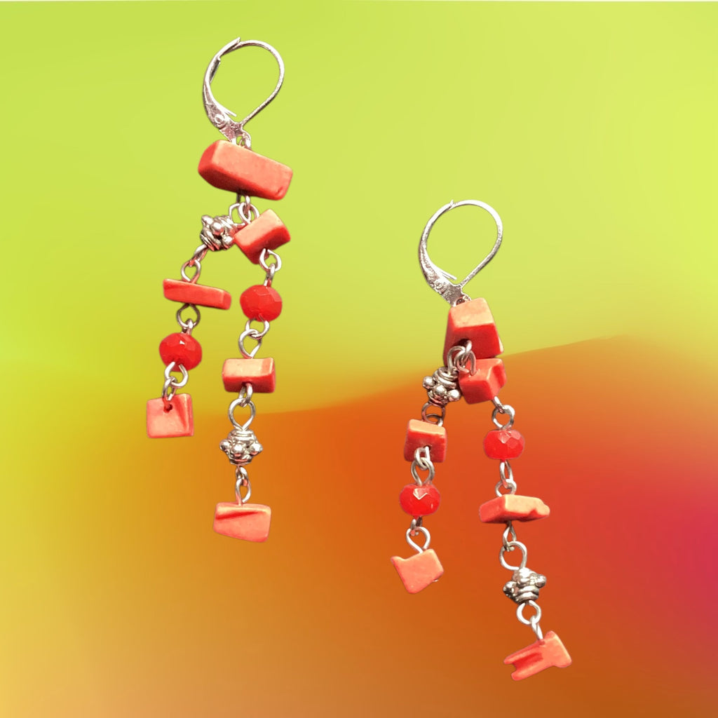 Coral Cascade Dangle Earrings