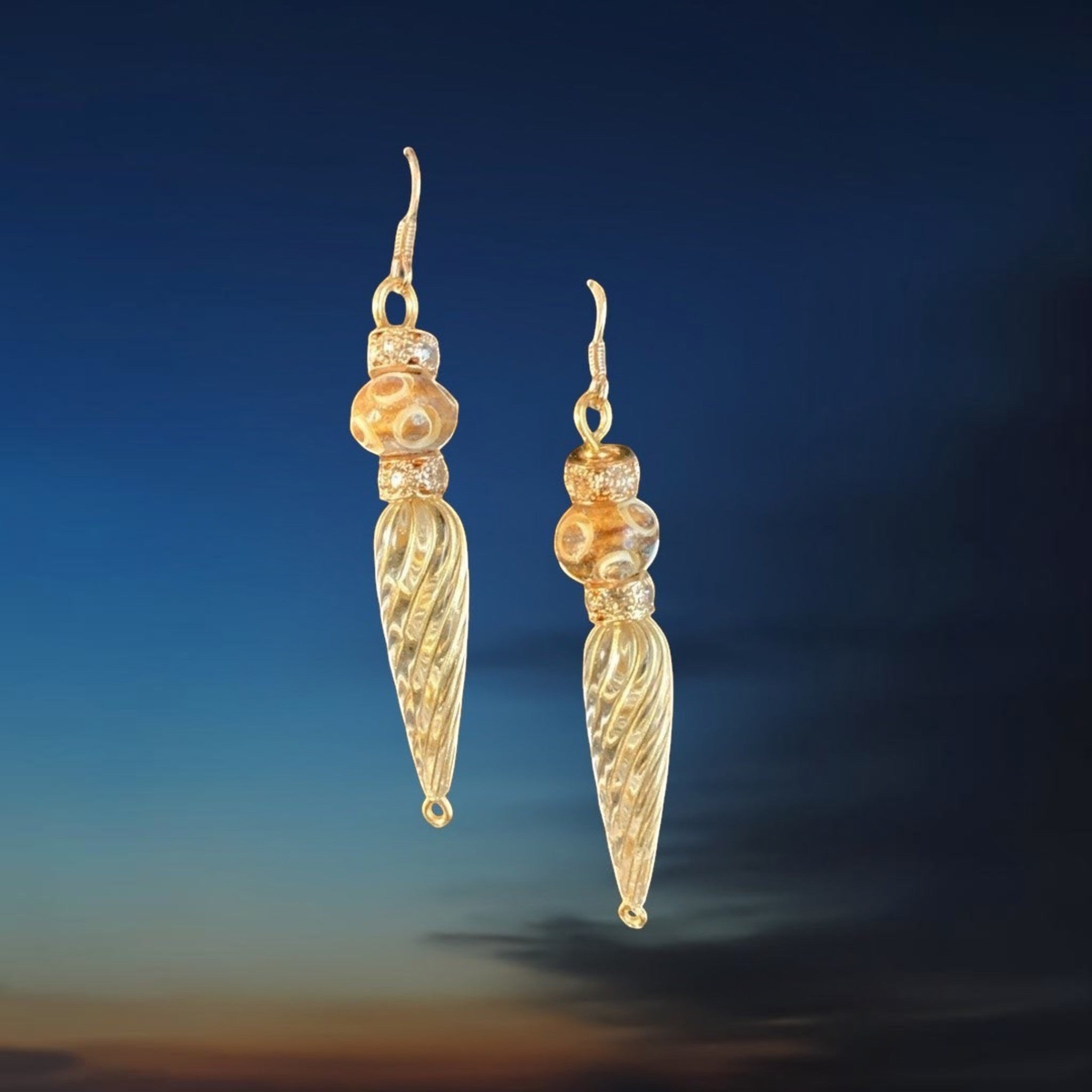 '-Elegant Beaded Drop Earrings with Unique Stone Beads