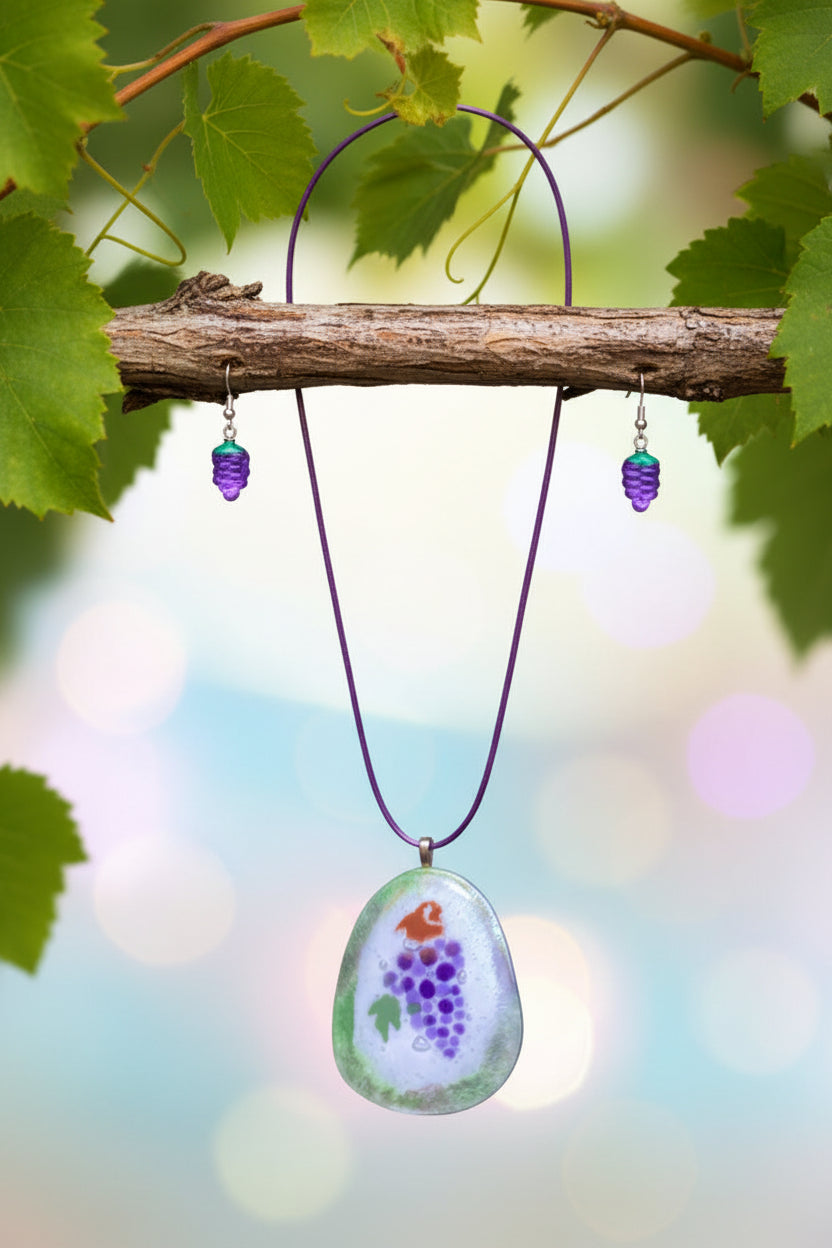 Jewelry set with a necklace and earrings on a gradient background