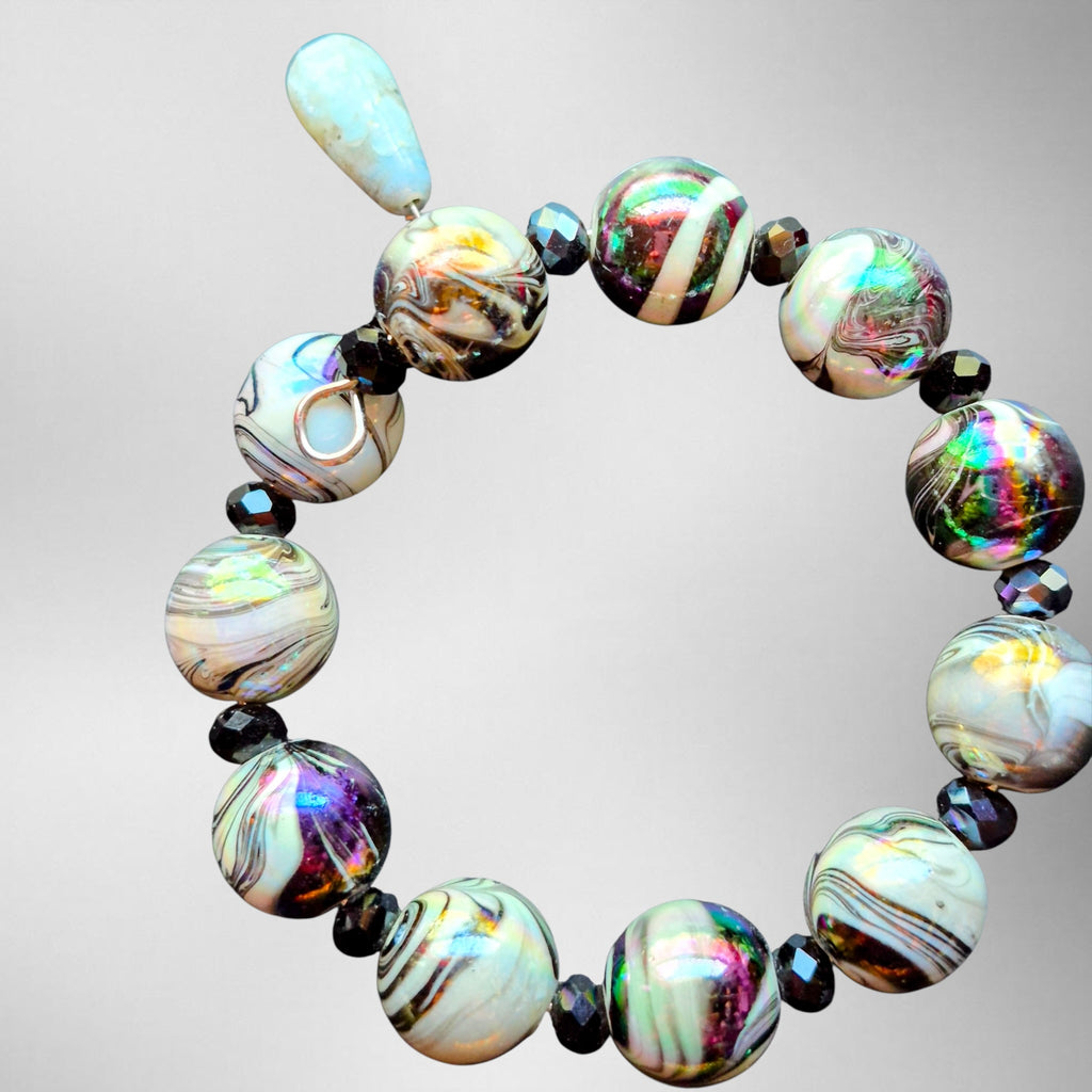 Sparkling Gemstone and Swirl Bead Bracelet