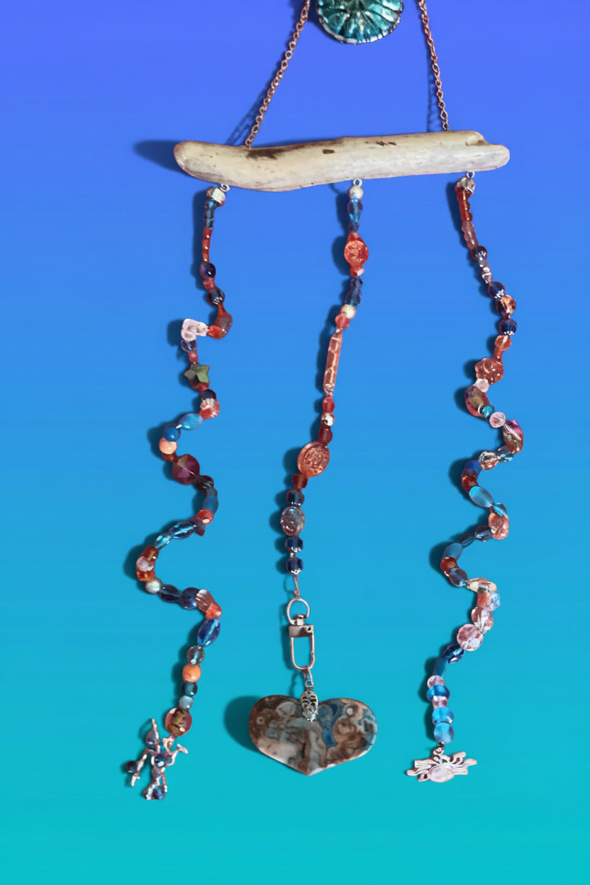 Bohemian Driftwood Beaded Moon Chime