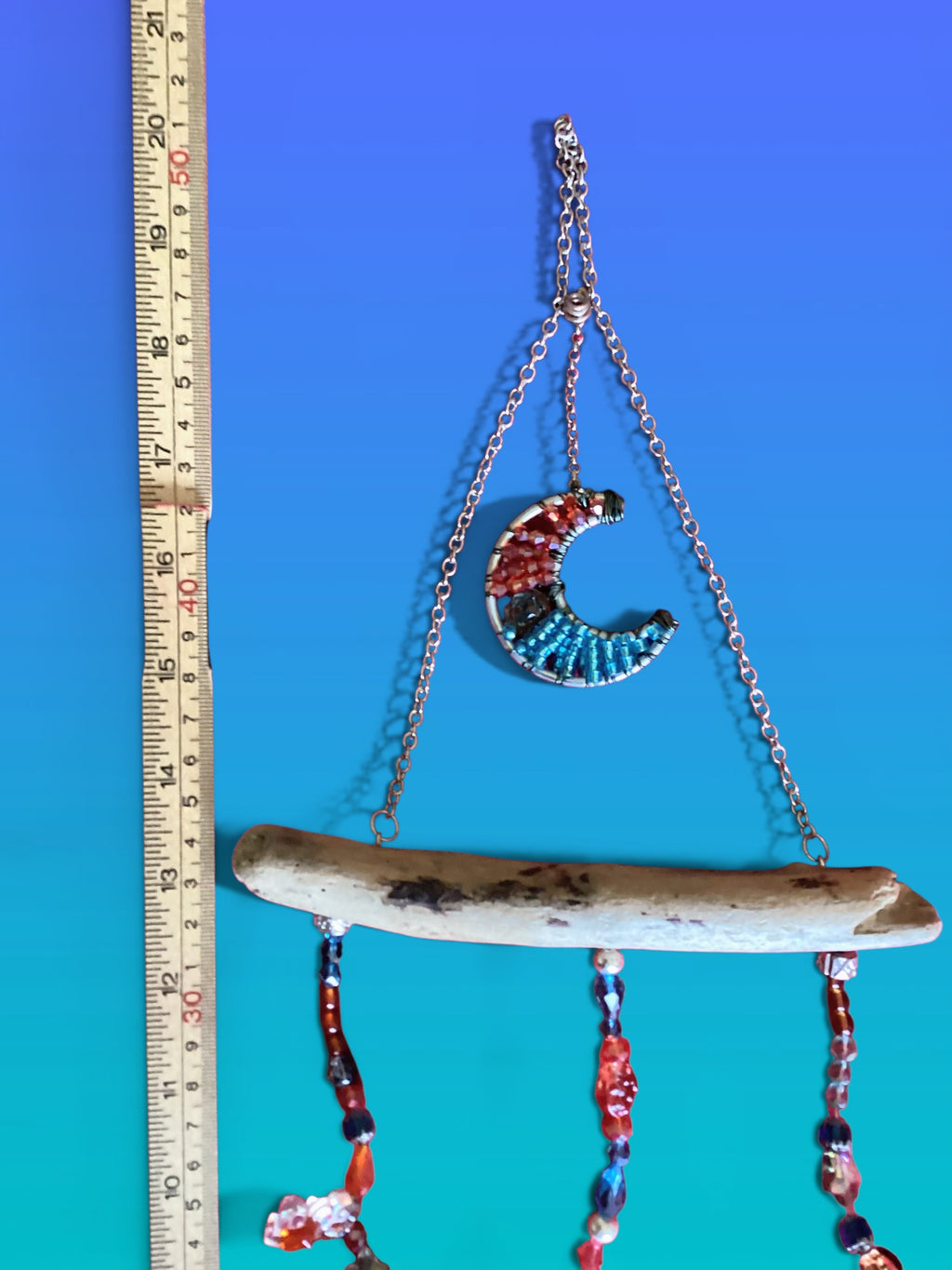Bohemian Driftwood Beaded Moon Chime