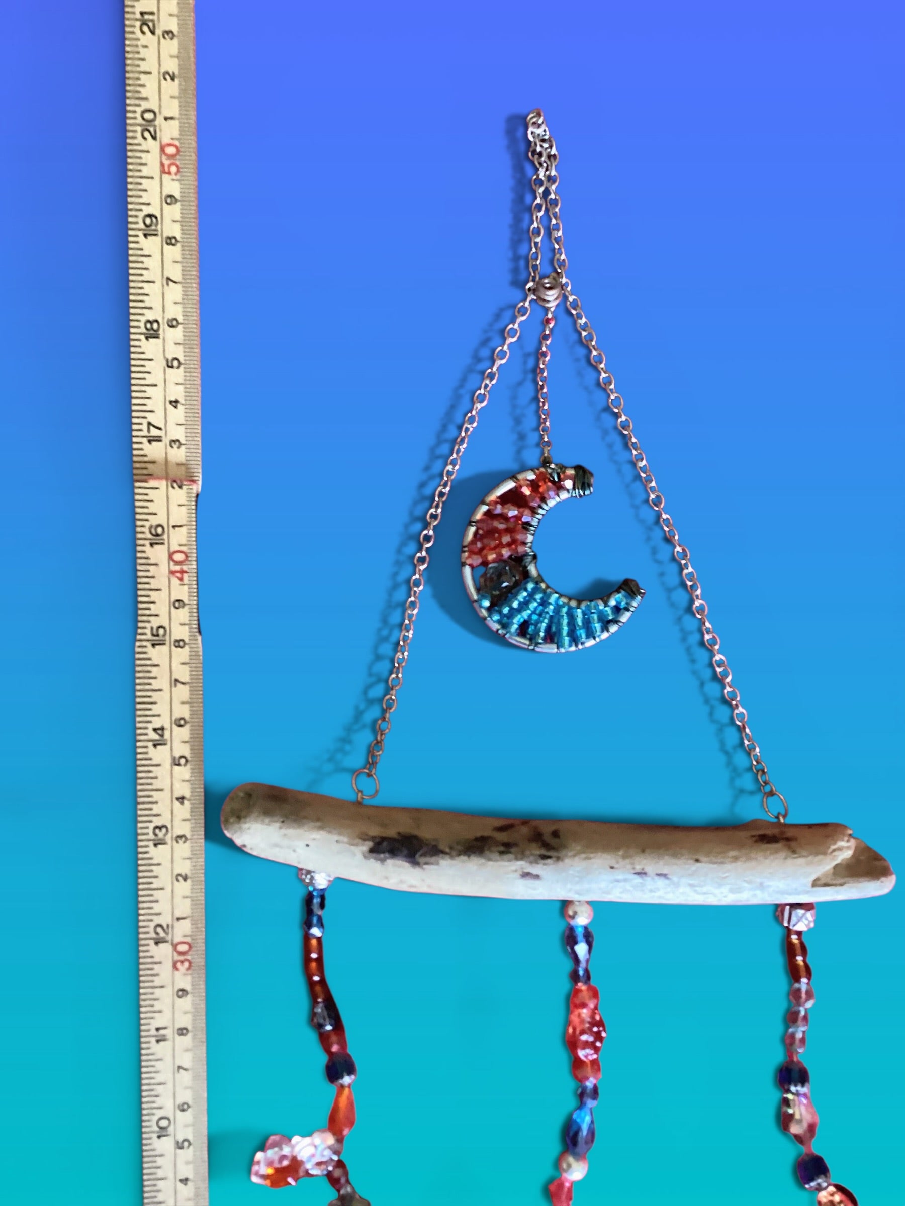 Bohemian Driftwood Beaded Moon Chime