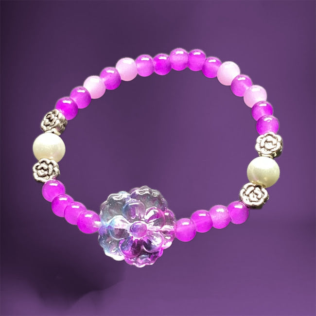 Beaded Flower Charm Bracelet