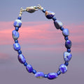 -Blue Stone Beaded Bracelet With Clasp