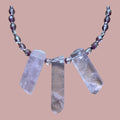 '-Three Point Crystal Necklace With Beaded Accents-