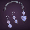 '-Heart And Flower Lampwork Charms Necklace And Earring Set
