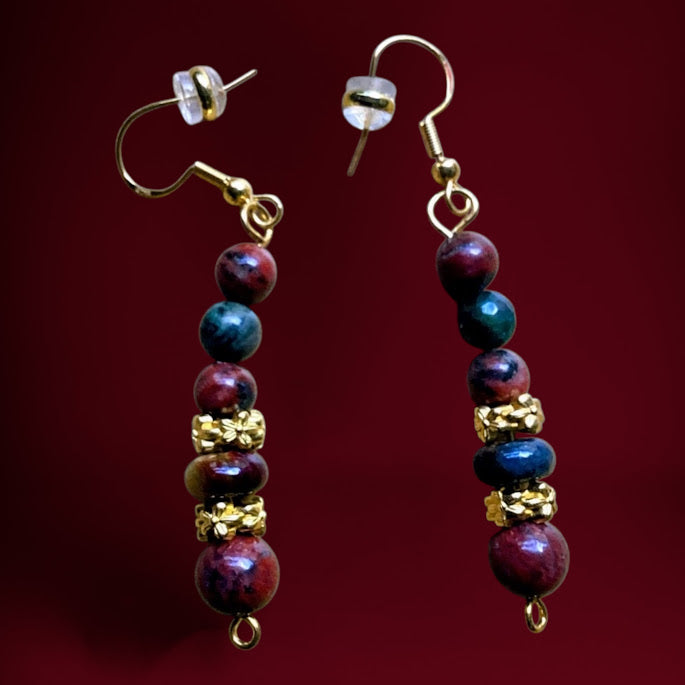 * Natural Stone Beaded Jewelry Set with Necklace, Earrings and (2) Bracelets