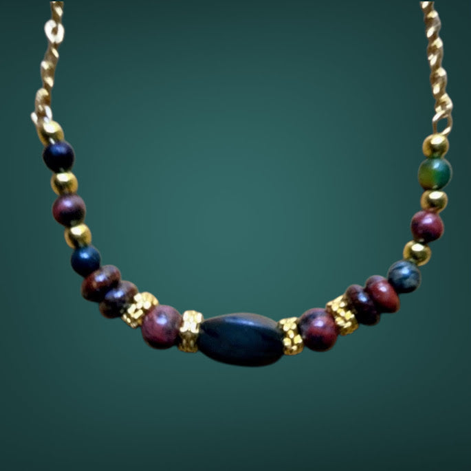* Natural Stone Beaded Jewelry Set with Necklace, Earrings and (2) Bracelets