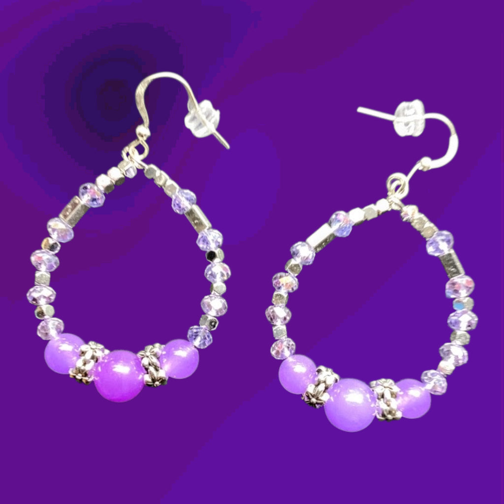 Agate Pendant Necklace and Hoop Earrings Set