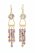Elegant Lavender Dangle Earrings with Gold Accents