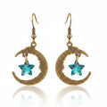 Celestial Moon and Star Drop Earrings