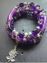 Sparkling Rose Charm Coil Bracelet