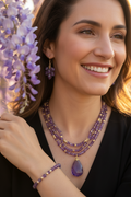 '-Beaded Necklace with Amethyst Pendant, Bracelet and Earrings