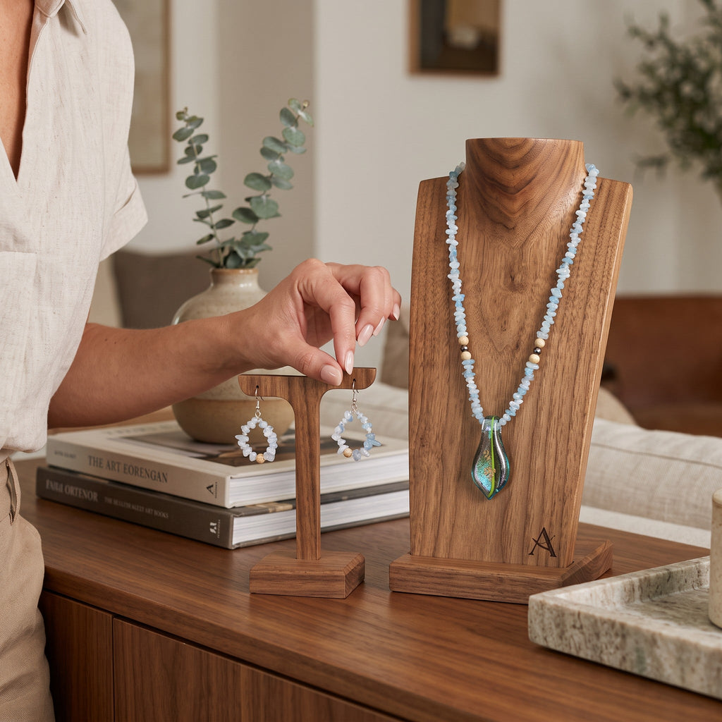 Heartfelt Creations unique necklace and earring set is crafted with light blue Blue Chalcedony chips and an incredible handmade dichroic glass pendant. This is a STUNNER!!!!