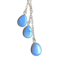 Heartfelt Creations silver-toned dangle necklace featuring three teardrop-shaped light blue cabochon gemstones  suspended from a delicate silver chain.