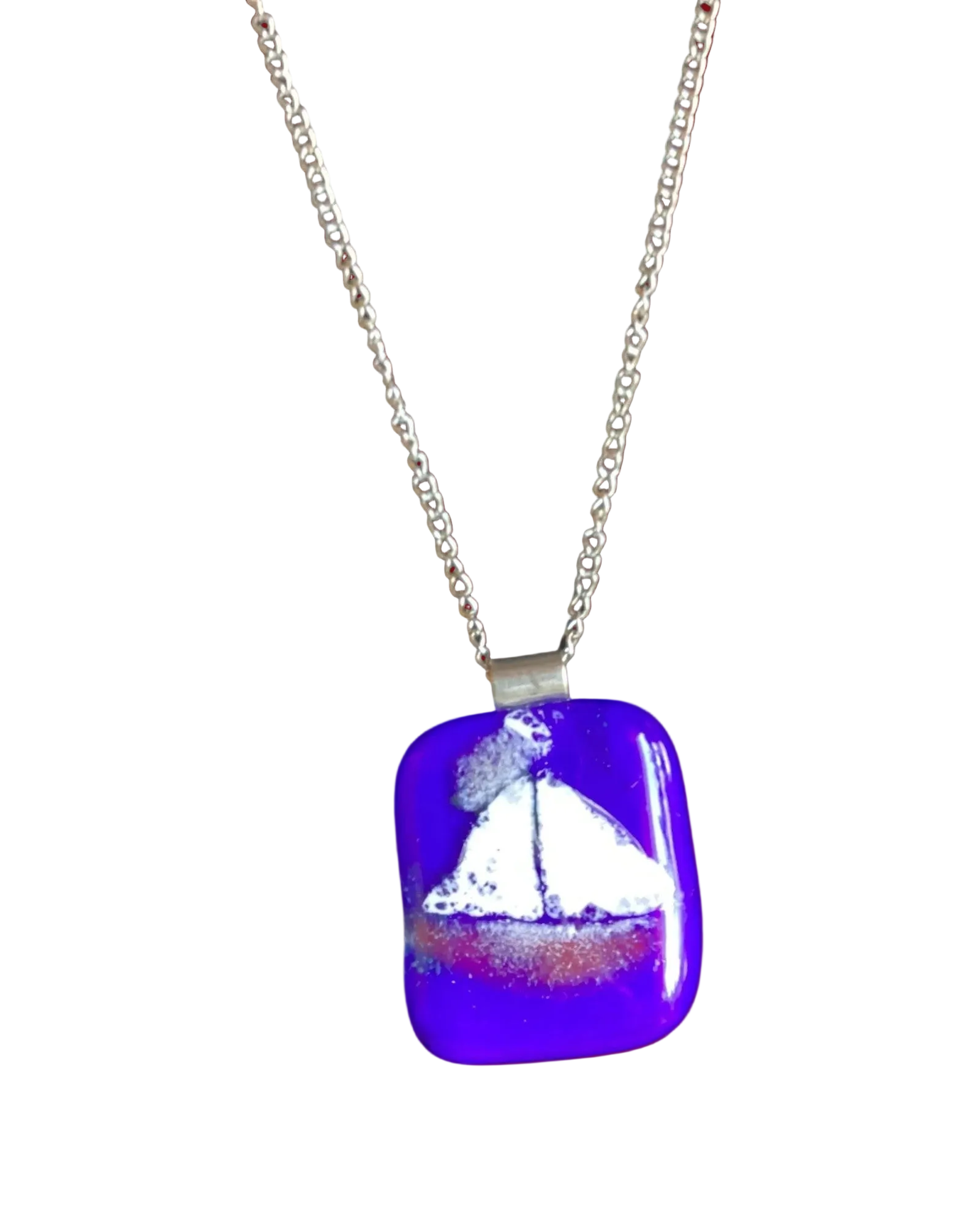 Abstract Sailboat Pendant Necklace