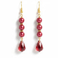 Heartfelt Creations crimson pearl and faceted red crystal drop earrings with gold-tone hook backings