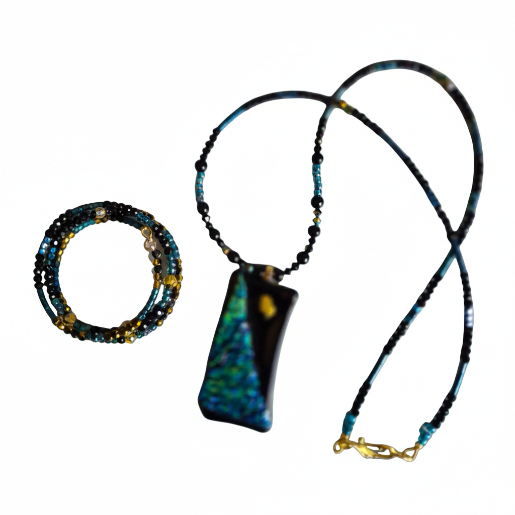 Artisan Beaded Necklace and Bracelet Jewelry Set
