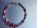 Heartfelt Creations double-strand bracelet with amethyst, rose quartz, and crystal beads, featuring unique speckled cube beads.