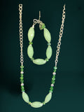 Heartfelt Creations pale green faceted bead necklace and bracelet set with silver-tone accents and green crystals.