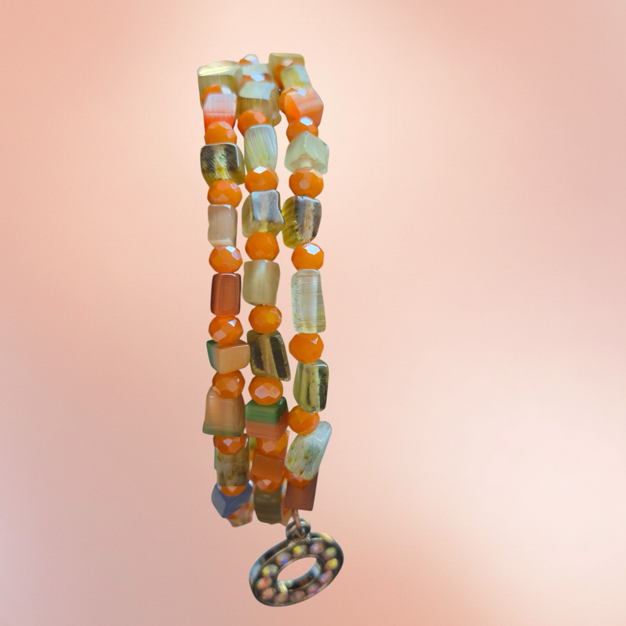 Heartfelt Creations multicolor natural stone beaded wrap bracelet with toggle clasp