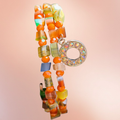Heartfelt Creations multicolor beaded wrap bracelet with toggle clasp, featuring orange, green, and brown natural stones.