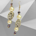 Heartfelt Creations elegant dangle earrings with cream pearls, silver filigree beads, and amethyst crystals.