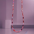 Heartfelt Creations ruby-red crystal beaded necklace with faceted rectangular beads and silver-toned accents.