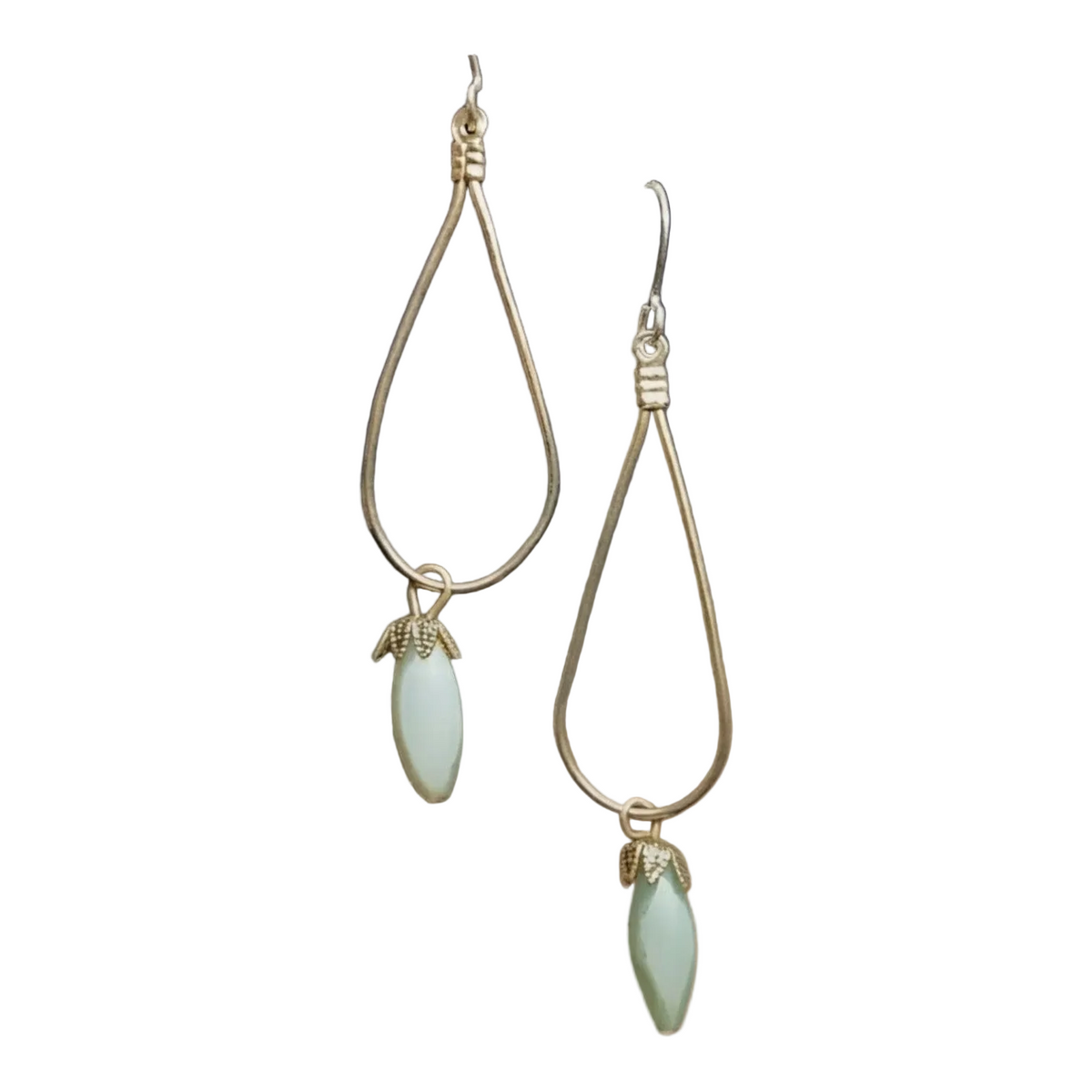 Teardrop Hoop Earrings With Dangle Accent