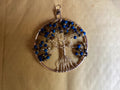 Heartfelt Creations wire wrapped Tree of Life pendant with blue and brown gemstone beads.