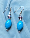 Heartfelt Creations bohemian dangle earrings with turquoise crackle beads, purple crystals, and silver-tone hardware.