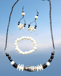 Tribal Inspired Beaded Necklace Bracelet and Earring Set