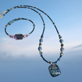 -Artisan Beaded Necklace and Bracelet Jewelry Set