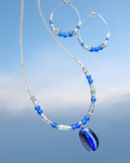 Beaded Pendant Necklace and Hoop Earrings Set