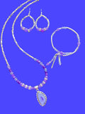 *Lavender with Crystal Druzy Pendant Necklace, Bracelet and Earring Set