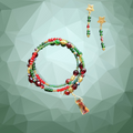 Festive Beaded Wrap Bracelet And Star Earrings Set