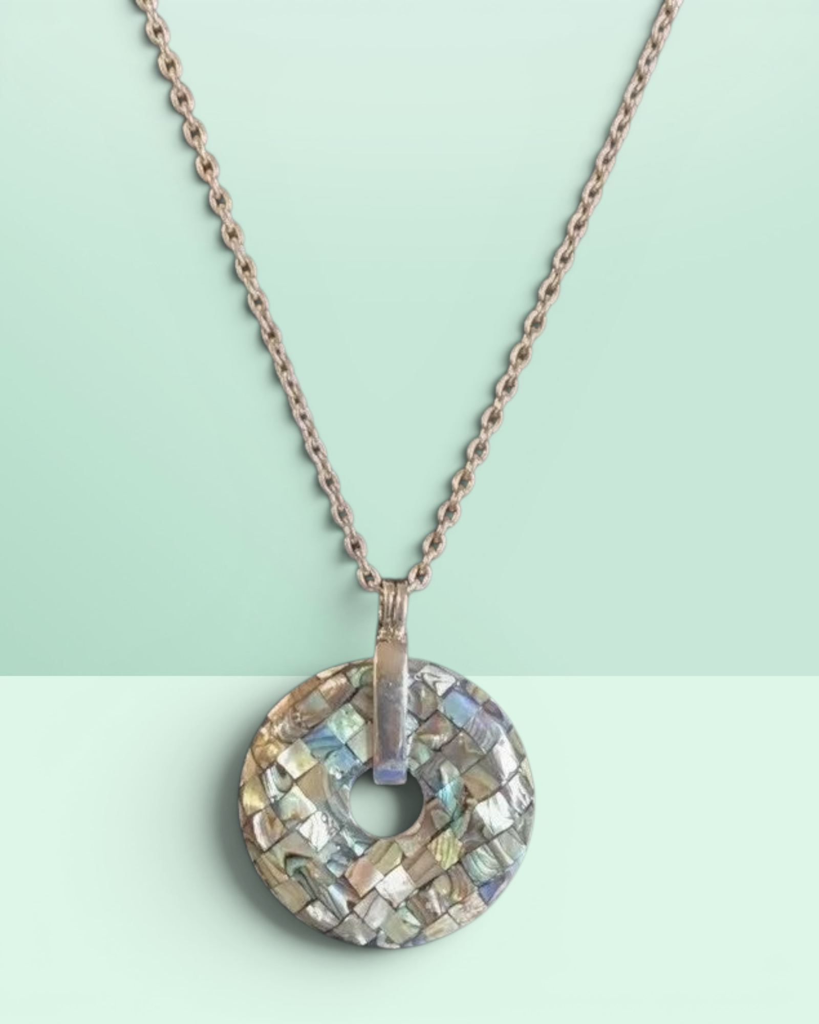 Mosaic Disc Pendant Necklace