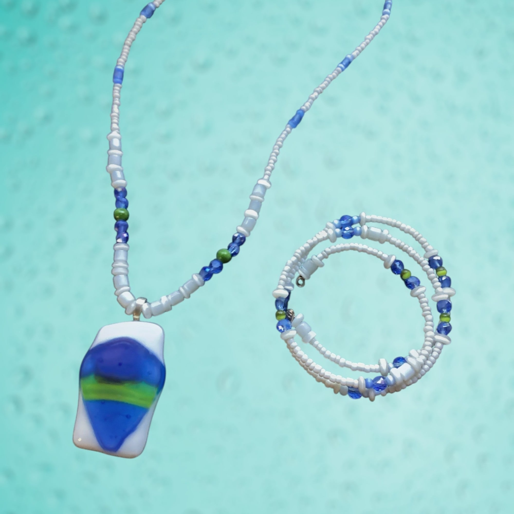 Ocean Breeze Beaded Necklace and Bracelet Set