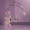 '-Artisan Beaded Pendant Necklace and Earring Set
