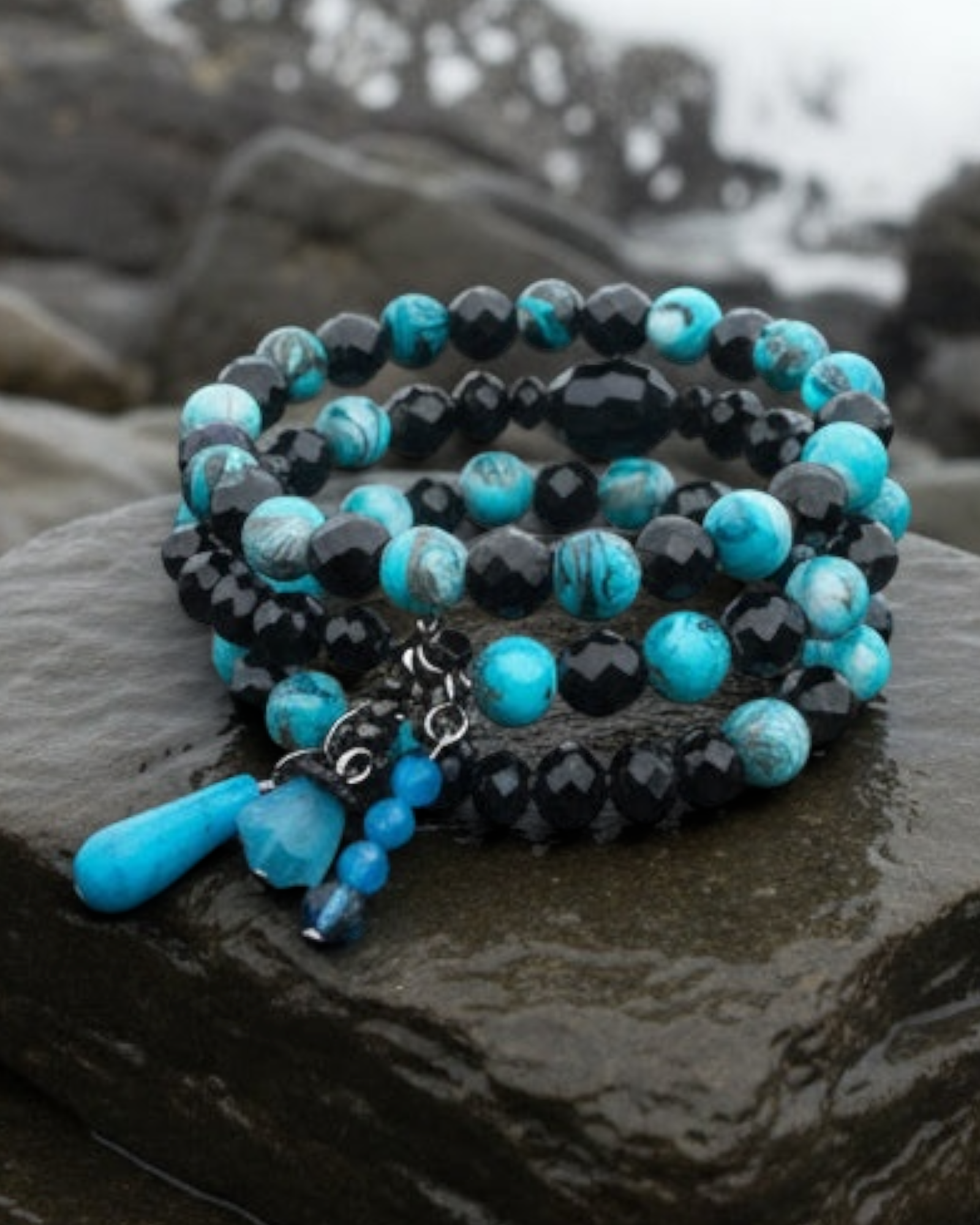 Turquoise Swirl Beaded Wrap Bracelet