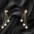 '-Elegant Pearl Drop Earrings With Gold Accents