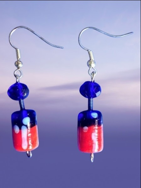Handcrafted Artisan Glass Bead Dangle Earrings