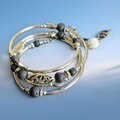 Silver Wrap Bracelet With Lava Beads