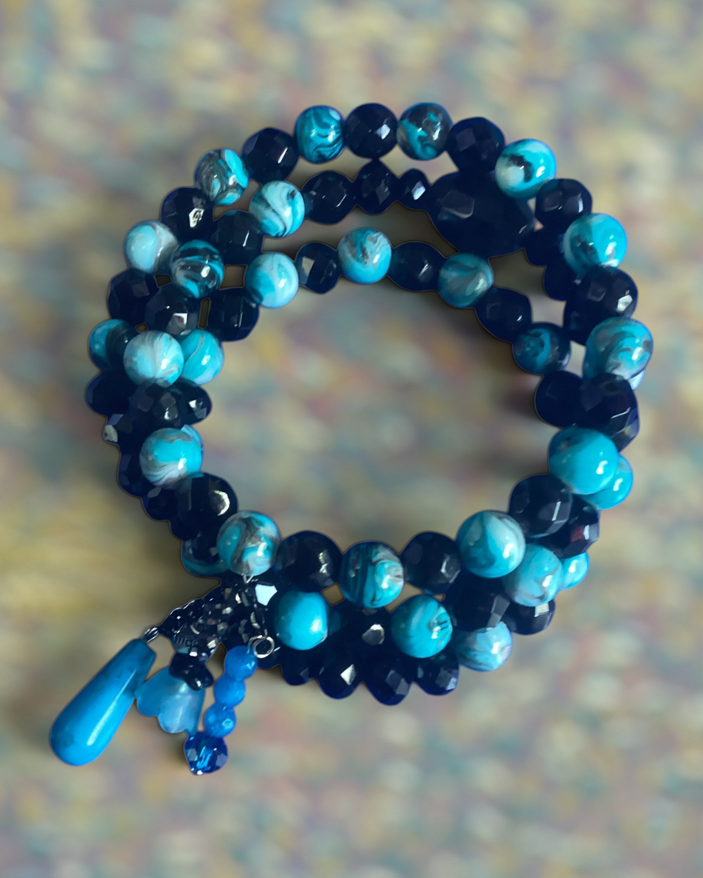 Turquoise Swirl Beaded Wrap Bracelet